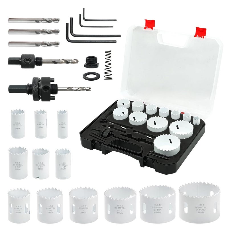 Axelord Hole Saw Kit Bi Metal, with 3/4" to 2-1/2" 22 PCS Saw Blades in Case, Hole Saw Set for Metal, Wood and Plastic, with Clean and Smooth Cutting Edge, Fast Chip Removal - Image 1